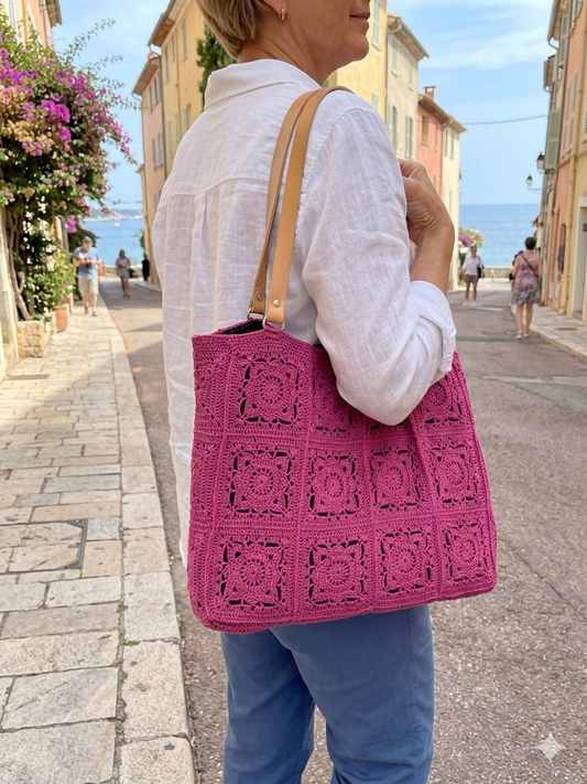 Cabas en Crochet de Lin et Cuir : Le Sac Idéal pour Toutes vos Sorties