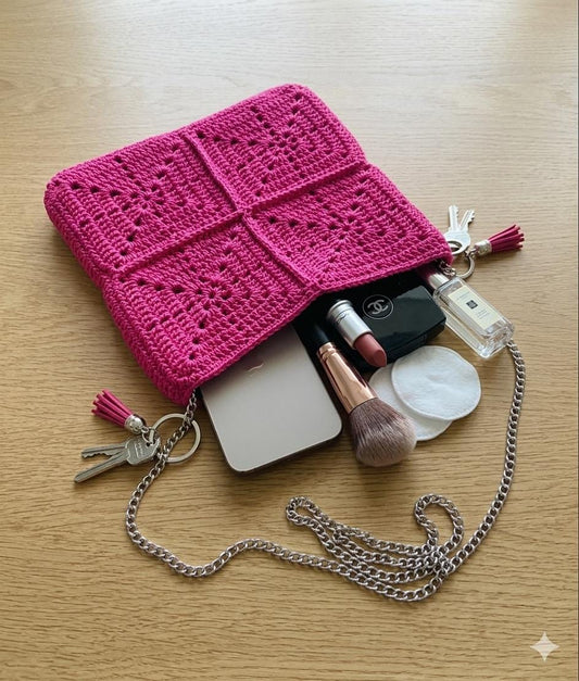 Sac bandoulière crochet granny square – fait main